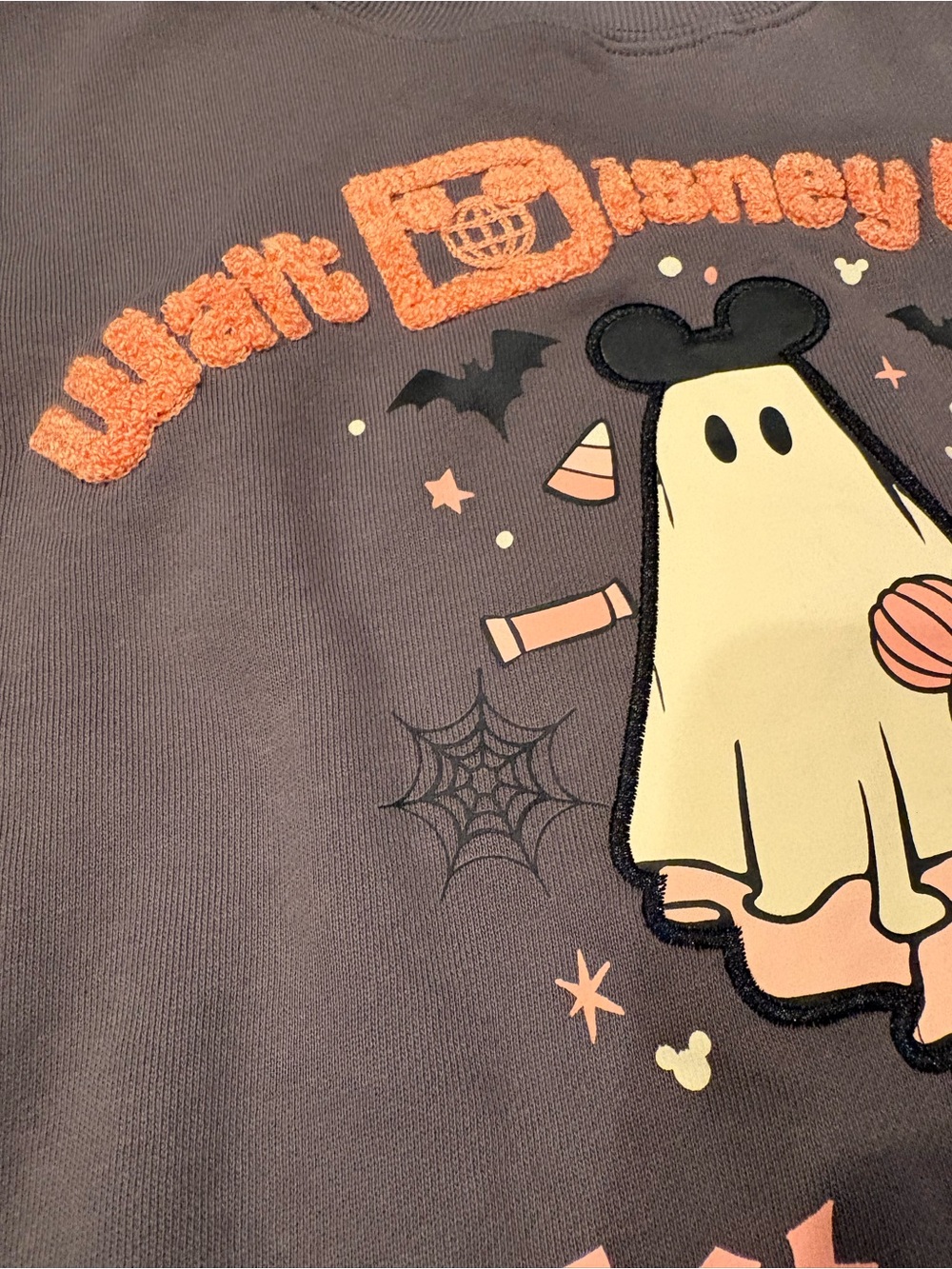 Disney World Halloween Ghost Sweat shirt- Gray with Peach and Cream